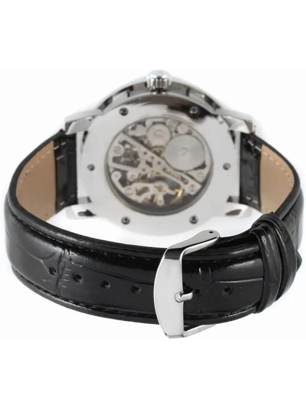 Stylish Men's Mechanical Wristwatch with Transparent Skeleton Dial & Leather